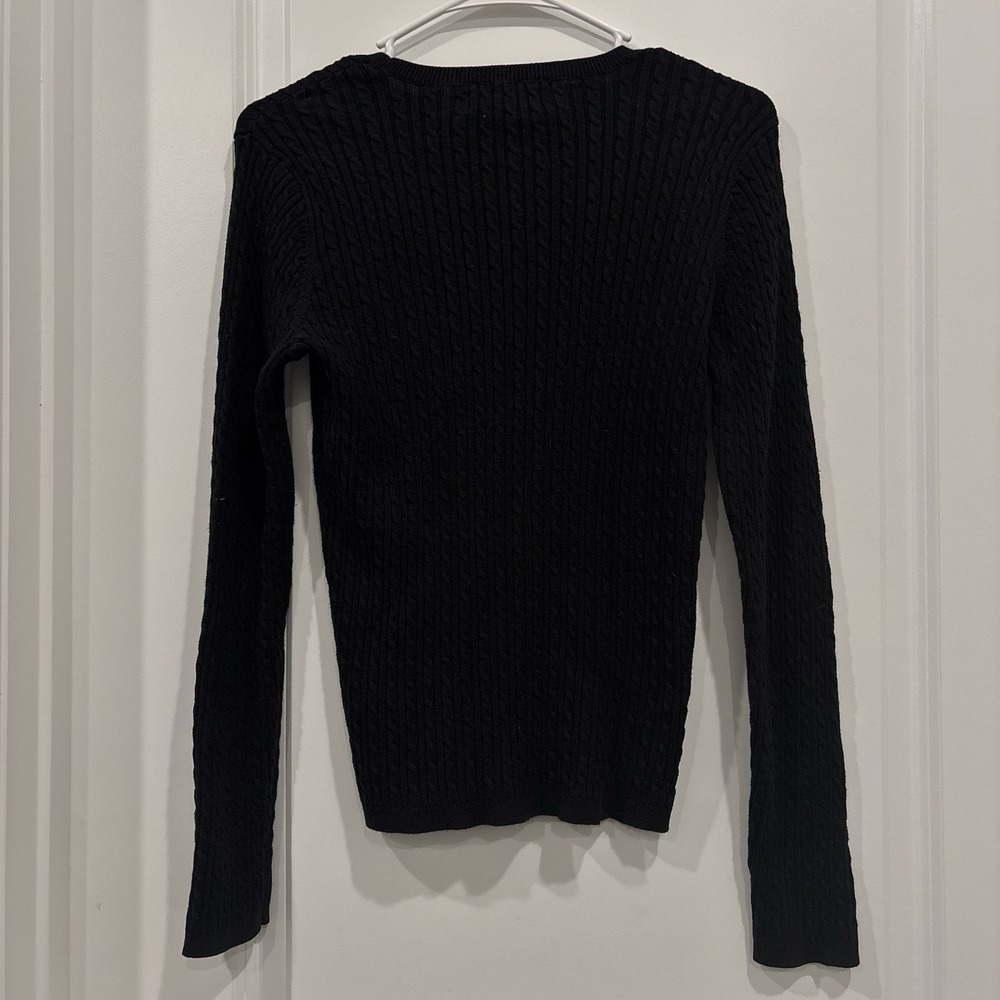 Jones New York Sport Black Cable‎ Knit Long Sleeve Sweater Top Womens S - Picture 5 of 5